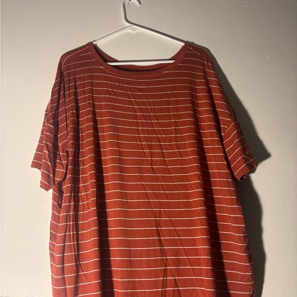 Time and Tru Rust Orange Striped Short Sleeve Tee - Picture 2 of 3